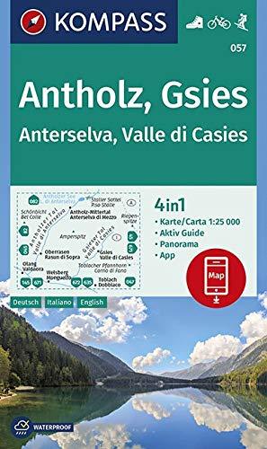 KOMPASS Wanderkarte Antholz, Gsies, Anterselva, Valle di Casies: 4in1 Wanderkarte 1:25000 mit Aktiv Guide und Panorama inklusive Karte zur offline ... Skitouren. (KOMPASS-Wanderkarten, Band 57)