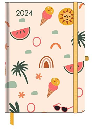 GreenLine Diary Happy Vibes 2024 - Buchkalender - Taschenkalender - 16x22