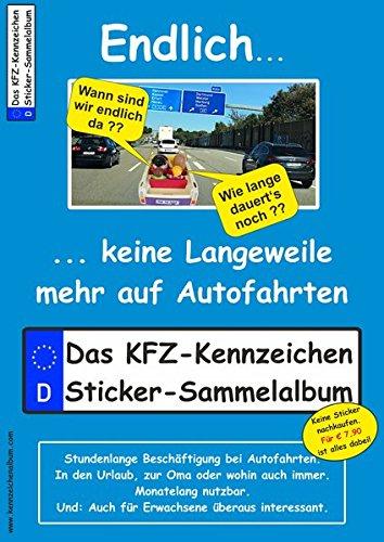 Kinder-Reisespiel KFZ-Kennzeichen Sticker-Sammelalbum fürs Handgepäck, Mitmachbuch für die Ferien, Ratespaß unterwegs auf Reisen, Beschäftigung für Kinder bei langen Autofahrten