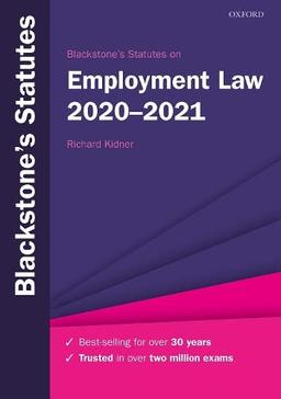 Blackstone's Statutes on Employment Law 2020-2021 (Blackstone's Statute Series)