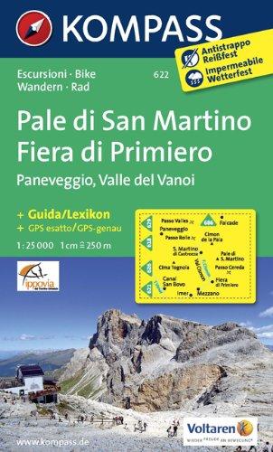 Pale di San Martino - Fiera di Primiero - Paneveggio - Valle del Vanoi: Wanderkarte mit KOMPASS-Lexikon und Radrouten. GPS-genau. 1:25000. Dt. /Ital.