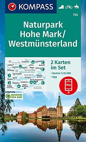 KOMPASS Wanderkarte Naturpark Hohe Mark / Westmünsterland: 2 Wanderkarten 1:35000 im Set inklusive Karte zur offline Verwendung in der KOMPASS-App. Fahrradfahren. Reiten.