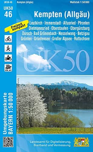 UK50-46 Kempten (Allgäu): Leutkirch, Immenstadt, Altusried, Pfronten, Dietmannsried, Oberstaufen, Obergünzburg, Durach, Bad Grönenbach, Nesselwang, ... Karte Freizeitkarte Wanderkarte)