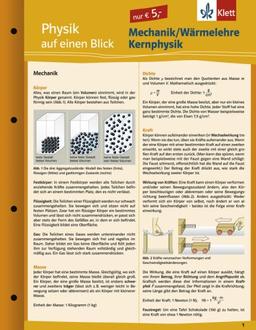 Physik auf einen Blick: Mechanik /Wärmelehre /Kernphysik