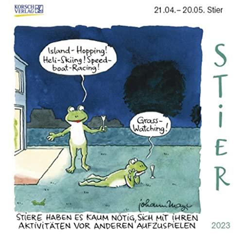 Stier Mini 2023: Sternzeichenkalender-Cartoon - Minikalender im praktischen quadratischen Format 10 x 10 cm.