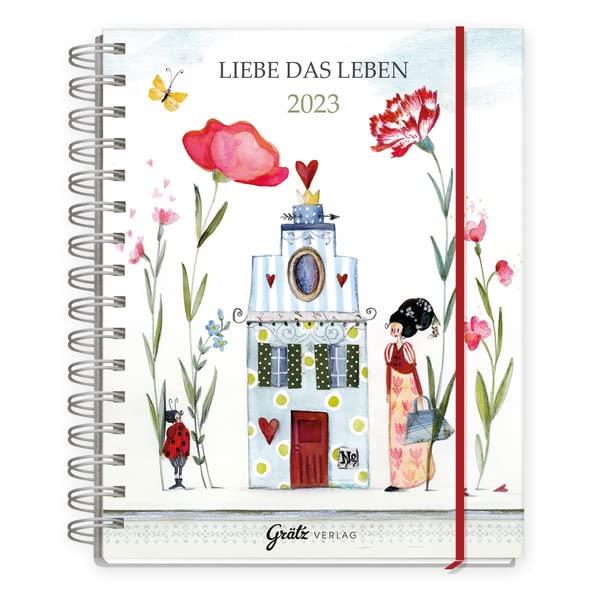 Kalender 2023 Planer DIN A5 Ringbuch I Wochenplaner "Liebe das Leben" I 1 Woche 2 Seiten Terminplaner, liebevoll illustriert mit motivierenden Sinnsprüchen