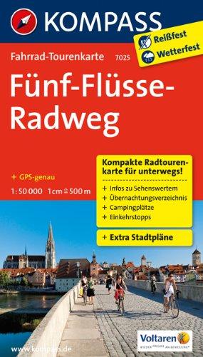 Fünf-Flüsse-Radweg: Fahrrad-Tourenkarte. GPS-genau. 1:50000.