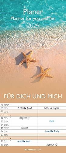 Planer Für Dich und mich 2024 - Familien-Timer 19,5x45 cm - 5 Spalten - Wand-Planer - viel Platz für Eintragungen - Familienkalender - Alpha Edition