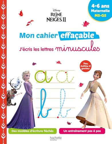 La reine des neiges II : mon cahier effaçable, j'écris les lettres minuscules : 4-6 ans, maternelle, MS, GS