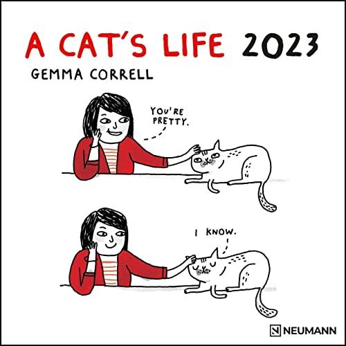 A Cat's Life 2023 - Wand-Kalender - Broschüren-Kalender - 30x30 - 30x60 geöffnet - Katzen - Cartoon (GRID CALENDAR)