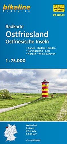 Radkarte Ostfriesland Ostfriesische Inseln: Aurich – Dollard – Emden – Harlingerland – Leer – Norden – Wilhelmshaven (Bikeline Radkarte)