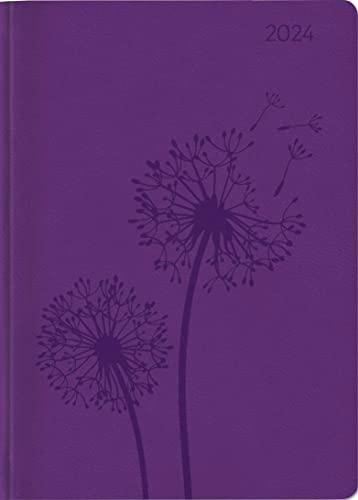 Ladytimer Deluxe Purple 2024 - Taschen-Kalender A6 (10,7x15,2 cm) - Tucson Einband - mit Motivprägung - Weekly - 128 Seiten - Alpha Edition