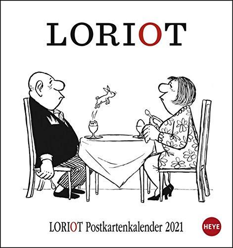 Loriot Postkartenkalender 2021 - Kalender mit perforierten Postkarten - zum Aufstellen und Aufhängen - mit Monatskalendarium - Format 16 x 17 cm