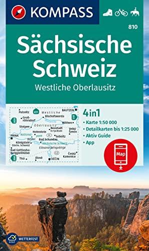 KOMPASS Wanderkarte 810 Sächsische Schweiz, Westliche Oberlausitz 1:50.000: 4in1 Wanderkarte, mit Aktiv Guide und Detailkarten inklusive Karte zur ... Fahrradfahren. Skitouren. Langlaufen.