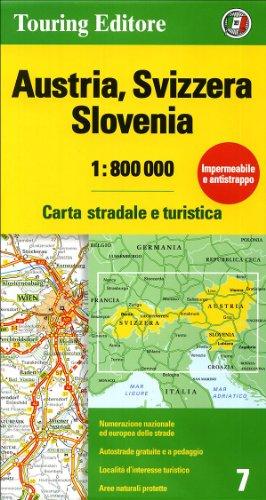 Austria, Svizzera, Slovenia 1:800.000. Carta stradale e turistica