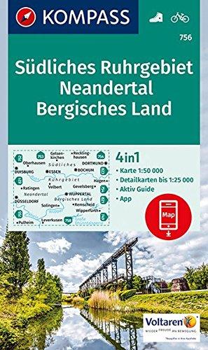 Südliches Ruhrgebiet, Neandertal, Bergisches Land: 4in1 Wanderkarte 1:50000 mit Aktiv Guide und Detailkarten inklusive Karte zur offline Verwendung in ... Fahrradfahren. (KOMPASS-Wanderkarten)