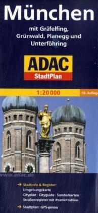 ADAC Stadtplan München: Mit  Gräfelfing, Grünwald, Planegg und Unterföhring. Mit City- und Durchfahrtsplan. Mit Rad- und Wanderwegen. Mit Postleitzahlen. Mit großer Umgebungskarte auf der Rückseite