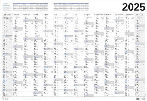 Kleiner Wandtimer 2025: 14 Monate (Dezember 2024 - Januar 2026) / Ferientermine und Feiertage / 68 x 47 cm