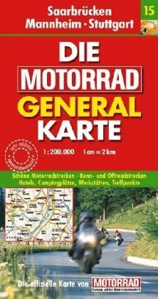 Motorrad Generalkarte Deutschland Saarbrücken, Mannheim, Stuttgart 1:200 000