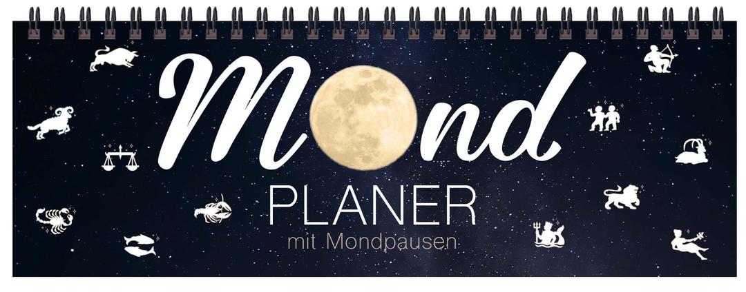 Tischquerkalender Mond 2025: 1 Woche 2 Seiten; Tischkalender mit Mondphasen, Tipps für jeden Tag und viel Platz für Notizen; Format: 29,8 x 10,5 cm