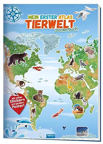 Trötsch Stickerbuch Mein 1. Atlas Tierwelt: 24 Seiten mit 4 Stickerseiten und Poster