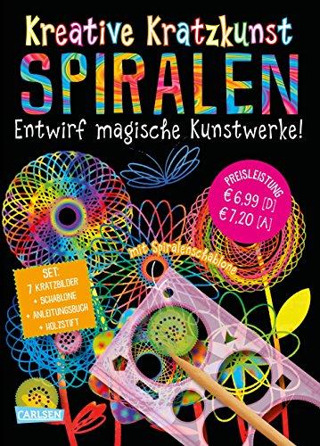 Kreative Kratzkunst: Spiralen: Set mit 7 Kratztafeln, Spirograph, Anleitungsbuch und Holzstift