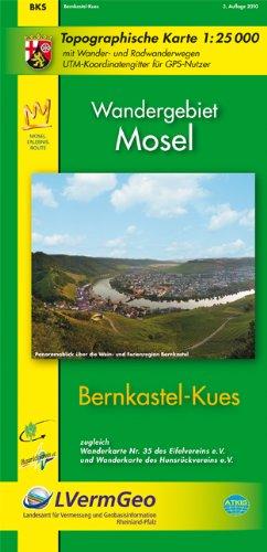 Bernkastel-Kues/Mosel (WR): Topographische Karte 1:25000 mit Wander- und Radwanderwegen / Wandergebiet Mosel