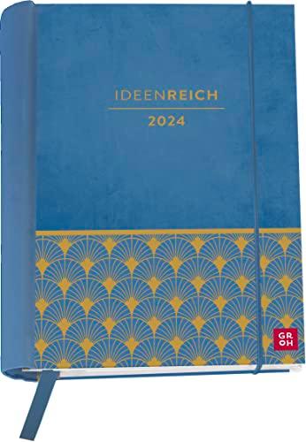 Ideenreich 2024: Wochenkalender mit 12 veredelten Postkarten (Terminplaner für die Handtasche) | Mit Leseband, Spiralbindung, Gummiband zum Verschließen und Einstecktasche für Notizen und Co.