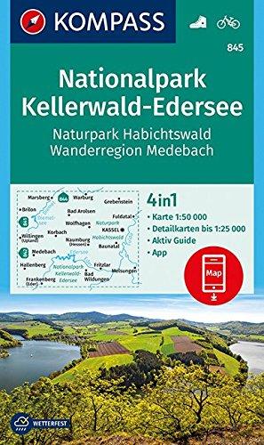 Nationalpark Kellerwald-Edersee, Naturpark Habichtswald, Wanderregion Medebach: 4in1 Wanderkarte 1:50000 mit Aktiv Guide und Detailkarten inklusive ... (KOMPASS-Wanderkarten, Band 845)