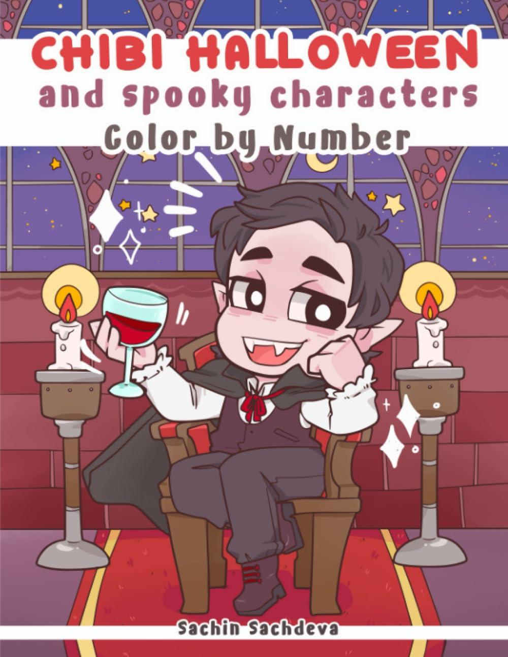 Chibi Halloween and Spooky Characters: Color by Number Coloring Book for Adults for fun and relaxation (Chibi Coloring World)