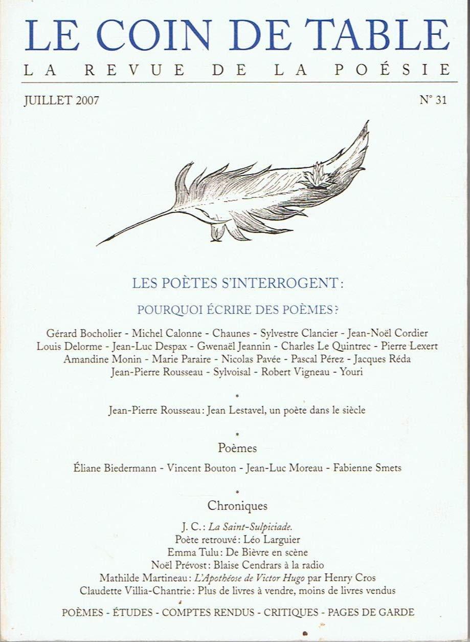 Le coin de table, la revue de la poésie n°31, juillet 2007