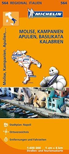 Michelin Molise, Kampanien, Apulien, Basilikata, Kalabrien: Straßen- und Tourismuskarte 1:400.000 (MICHELIN Regionalkarten)