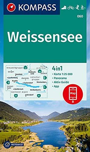 KV WK 060 Weissensee 25T: 4in1 Wanderkarte 1:25000 mit Panorama und Aktiv Guide inklusive Karte zur offline Verwendung in der KOMPASS-App. Fahrradfahren. Skitouren. Langlaufen. (KOMPASS-Wanderkarten)