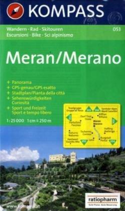 Meran: Wander-, Rad- und Skitourenkarte. Mit Panorama. Carta escursioni, bike es sci alpinismo. GPS-genau. 1:25:000