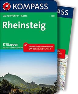 Rheinsteig: Wanderführer mit Extra-Tourenkarte, 17 Etappen, GPX-Daten zum Download (KOMPASS-Wanderführer, Band 5223)