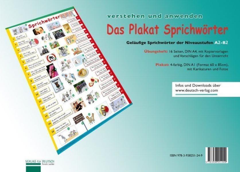 Plakat Sprichwörter: Geläufige Sprichwörter der Niveaustufen A2-B2. Übungsheft und Plakat: Plakat Sprichworter (Miscelaneous)