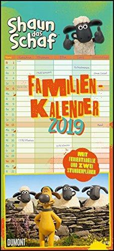 Shaun das Schaf Familienkalender 2019 - Wandkalender - Familienplaner mit 5 Spalten - Format 22 x 49 cm