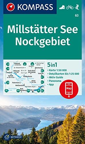 KOMPASS Wanderkarte 63 Millstätter See, Nockgebiet 1:50.000: 5in1 Wanderkarte, mit Panorama, Aktiv Guide und Detailkarten inklusive Karte zur offline ... in der KOMPASS-App. Fahrradfahren. Skitouren.