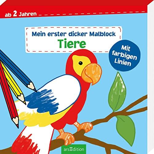 Mein erster dicker Malblock – Tiere: Ab 2 Jahren mit farbigen Linien | Erstes Malbuch mit einfachen Motiven und bunten Hintergründen