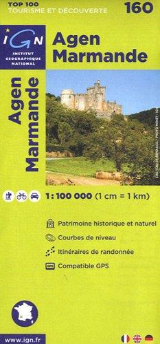 IGN 1 : 100 000 Agen Marmande: Top 100 Tourisme et Découverte. Patrimoine historique et naturel / Courbes de niveau / Itinéaires de randonnée / Compatible GPS