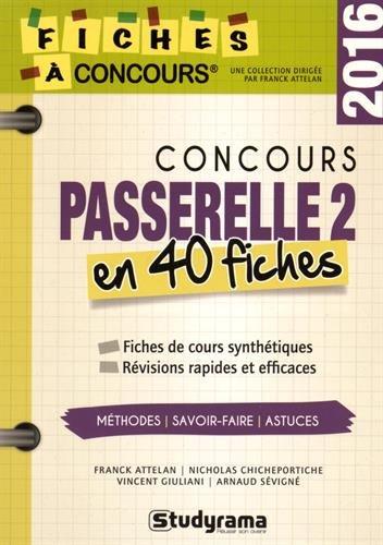 Concours Passerelle 2 en 40 fiches : fiches de cours synthétiques, révisions rapides et efficaces : 2016