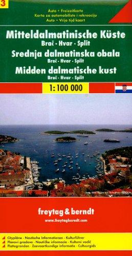 Freytag Berndt Autokarten, Mitteldalmatinische Küste, Brac-Hvar-Split, Blatt 3 - Maßstab 1 : 100.000 (Road Maps)