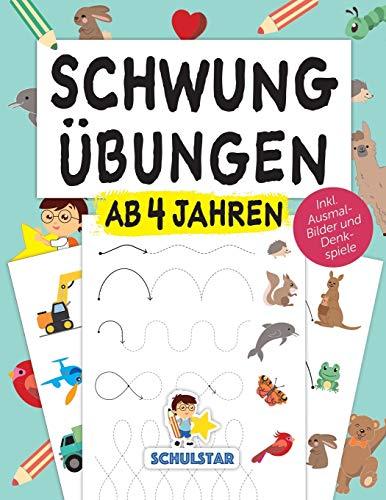 Schwungübungen ab 4 Jahren: Erste Schwünge, um Schreiben, Lesen & Zeichnen zu lernen. Großer A4 Vorschulblock ab Kindergarten & Vorschule für Konzentration, Feinmotorik & Augen-Hand-Koordination