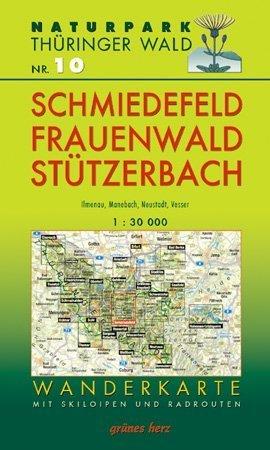 Wanderkarte Schmiedefeld, Frauenwald und Stützerbach: Mit Ilmenau, Manebach, Neustadt, Vesser. Mit Skiloipen und Radrouten. Maßstab 1:30.000.