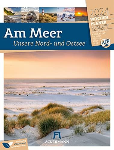 Am Meer - Wochenplaner Kalender 2024, Wandkalender im Hochformat (25x33 cm) - Wochenkalender Nord- und Ostsee, mit Rätseln und Sudokus