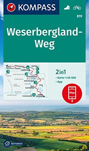 KOMPASS Wanderkarte 819 Weserbergland-Weg 1:50.000: 2in1 Wanderkarte, inklusive Karte zur offline Verwendung in der KOMPASS-App. Fahrradfahren