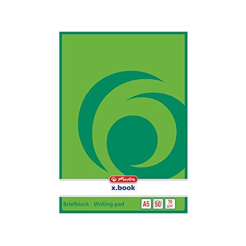 Herlitz 717504 Notizblock A5, blanko, 50 Blatt, weiß