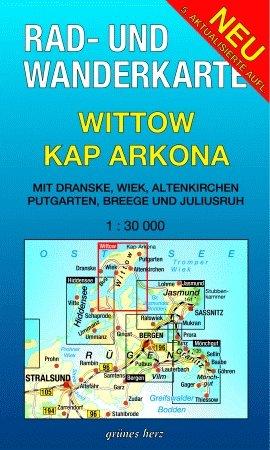 Rad- und Wanderkarte Wittow, Kap Arkona: Mit Dranske, Wiek, Altenkirchen, Putgarten, Breege und Juliusruh. Maßstab 1:30.000.