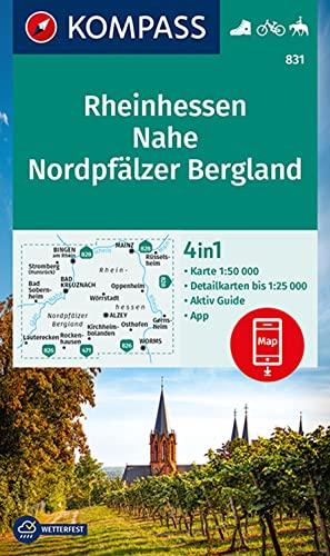 KOMPASS Wanderkarte 831 Rheinhessen, Nahe, Nordpfälzer Bergland 1:50000: 4in1 Wanderkarte mit Aktiv Guide und Detailkarten inklusive Karte zur offline ... Reiten. (KOMPASS-Wanderkarten, Band 831)