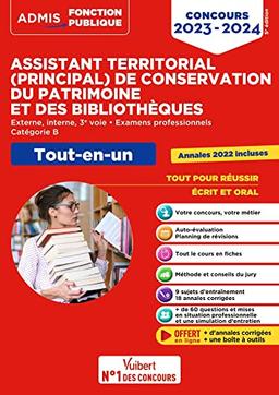 Assistant territorial (principal) de conservation du patrimoine et des bibliothèques : externe, interne, 3e voie, examens professionnels, catégorie B : tout-en-un, concours 2023-2024